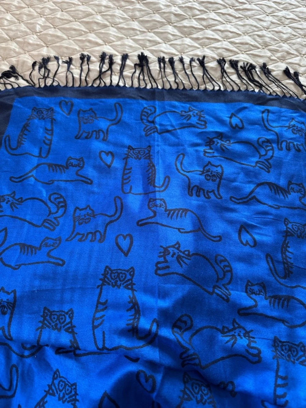 Pashmina Blue and Black Cat Rave Print Scarf/Wrap